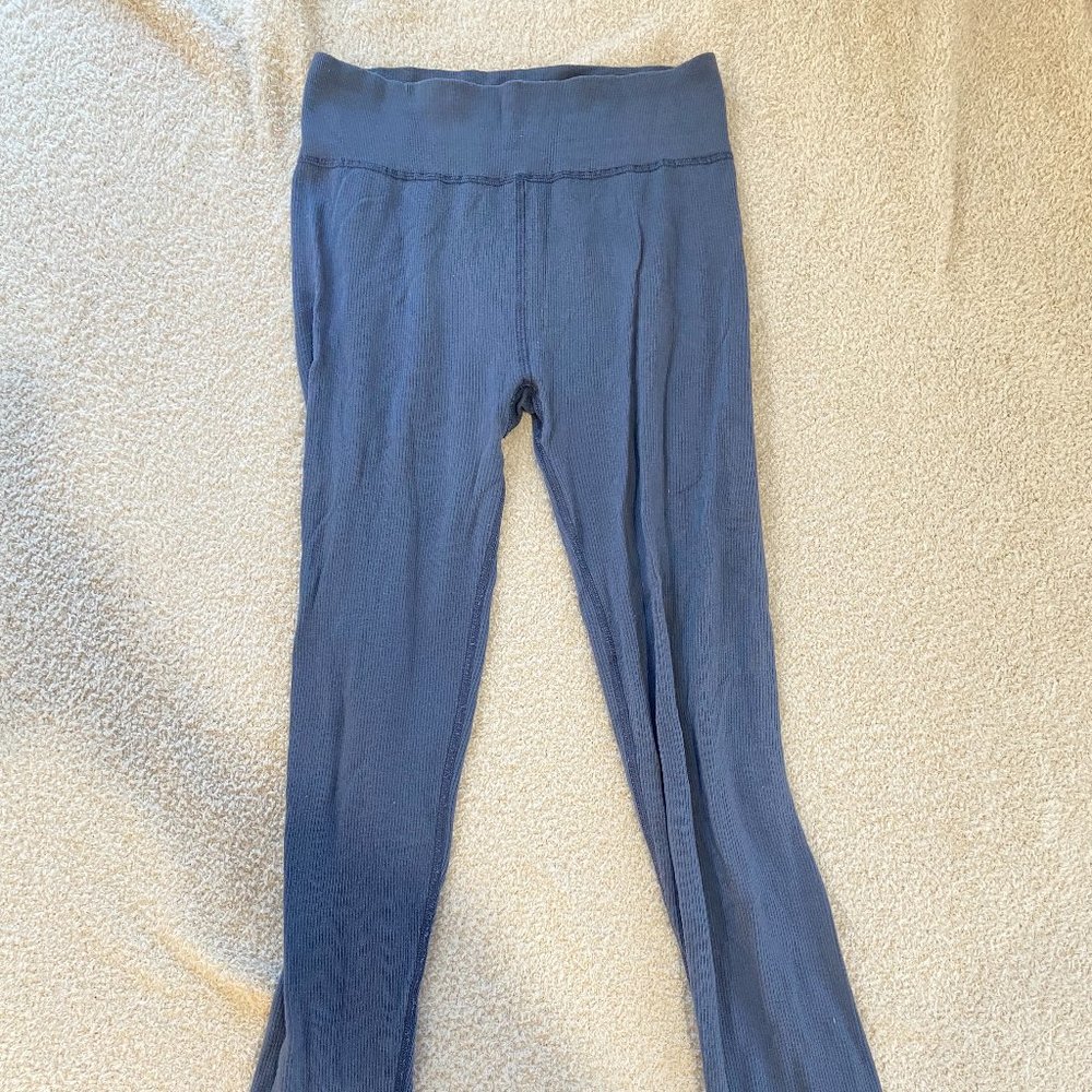 Blue Ribbed Leggings
